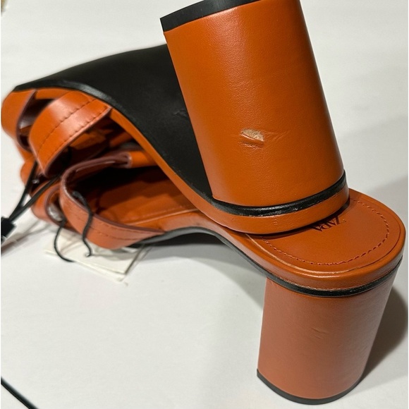 ZARA Women's Square Toe Heeled Slip Sandals in Brown US Size 10 Run Small, New - Picture 8 of 10